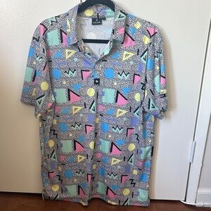 Bad Birdie Multicolor Geometric Polo Shirt